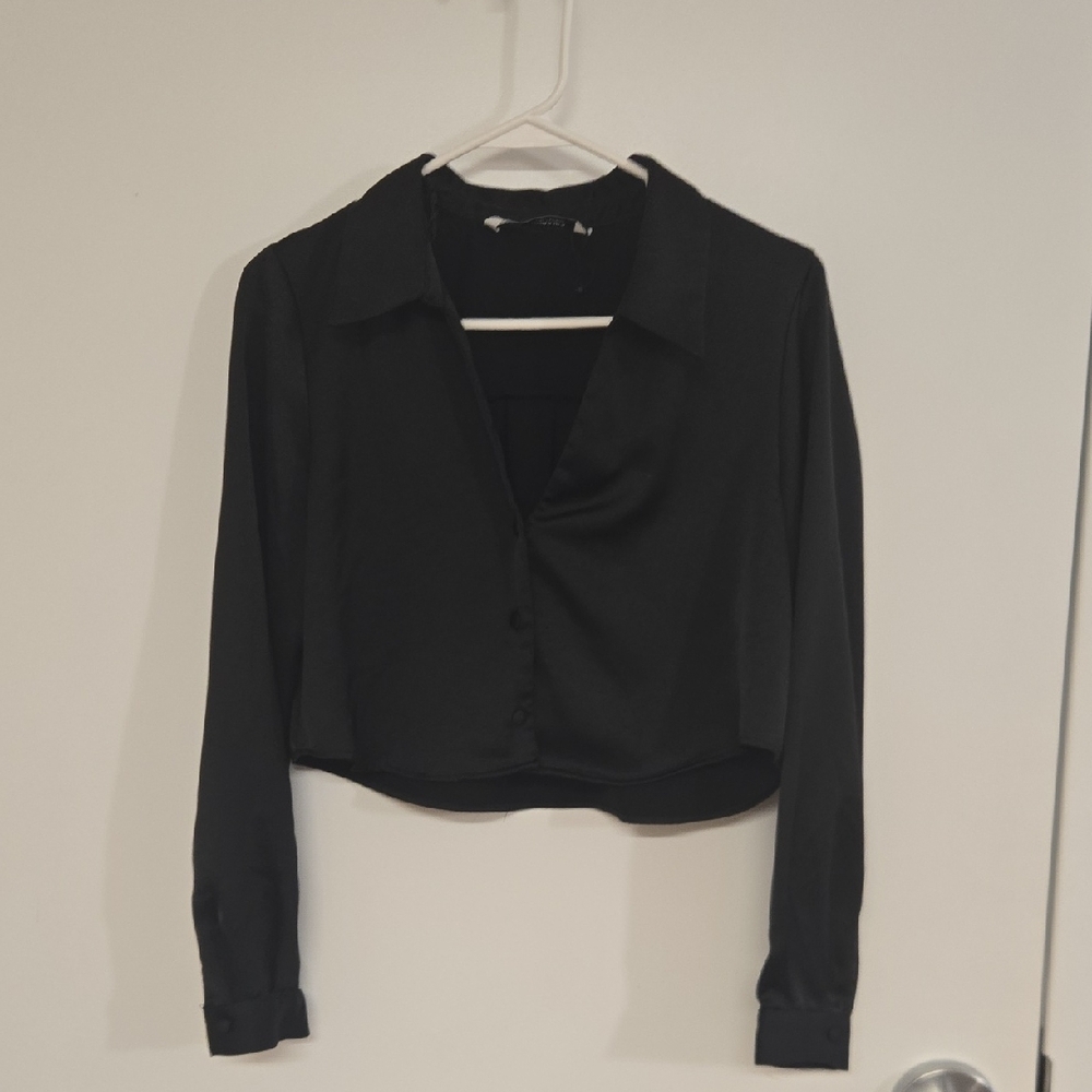 Zara Cropped Button Down XS